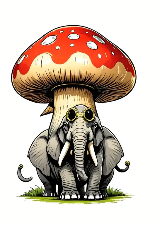 Nuclear Mushroom And An Elephant With A Gas Mask