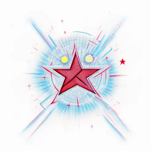 6 Point Red Star With Light Blue Outline