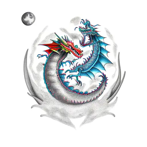 Smoke Dragon And Moon