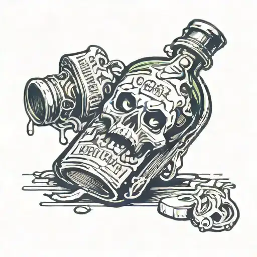 Broken Bottle With Poison Label