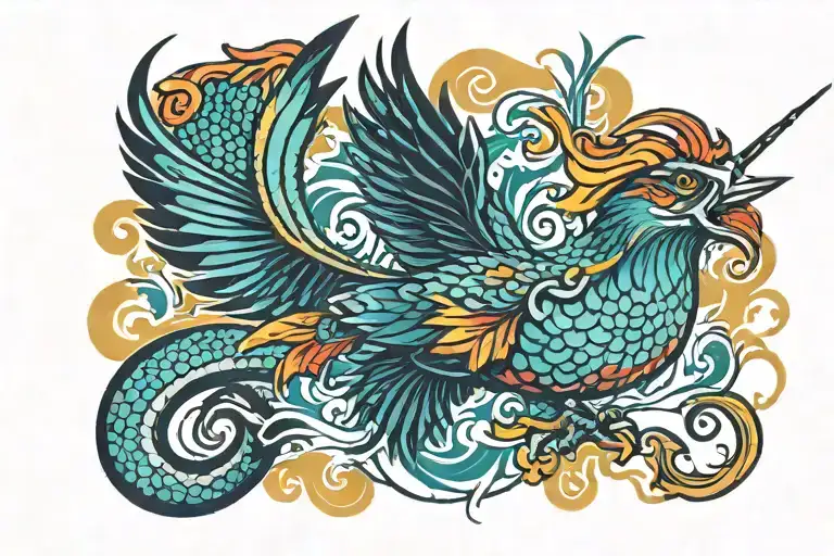 Fishing Phoenix With Color Details