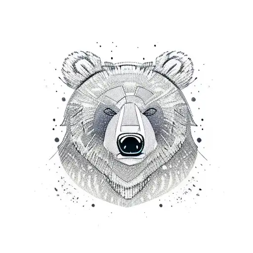 Fierce Bear Face With Bright Eyes