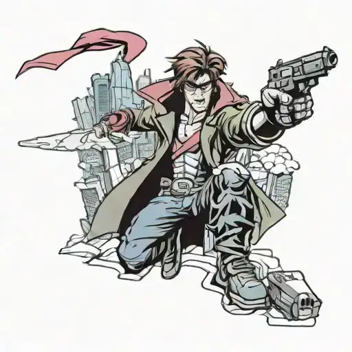 Gambit From Xmen Over Shadowing The City Of Chicago