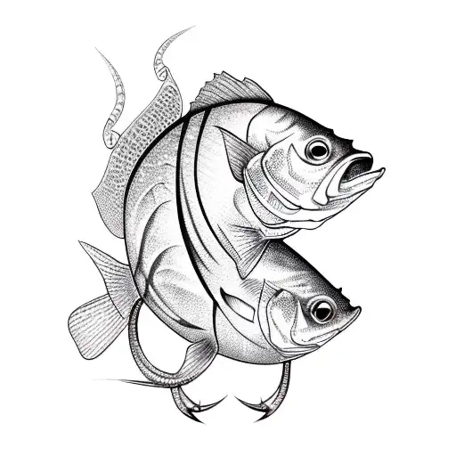 A Blackwork Design Of A Fishing Lure With Intricate Details