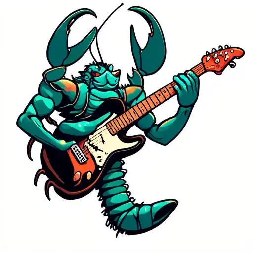 Lobster Rocking Out On A Guitar