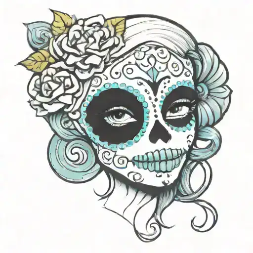 A Dia De Los Muertos Inspired Tattoo Of A Girl Sugar Skull