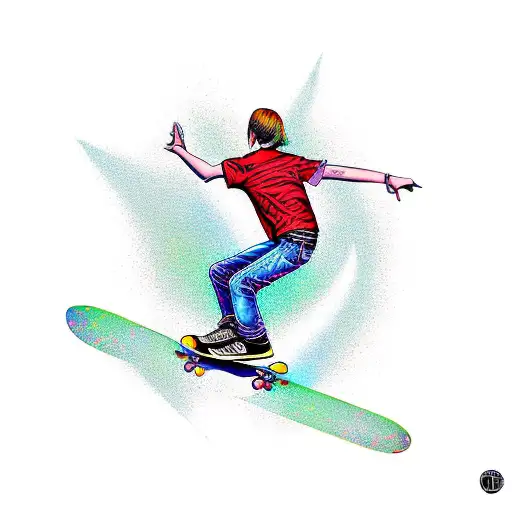 A Skateboarder Riding An Electric Guitar