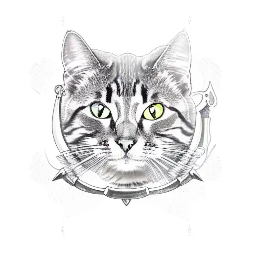 Cat With Tattoos Holding Sword