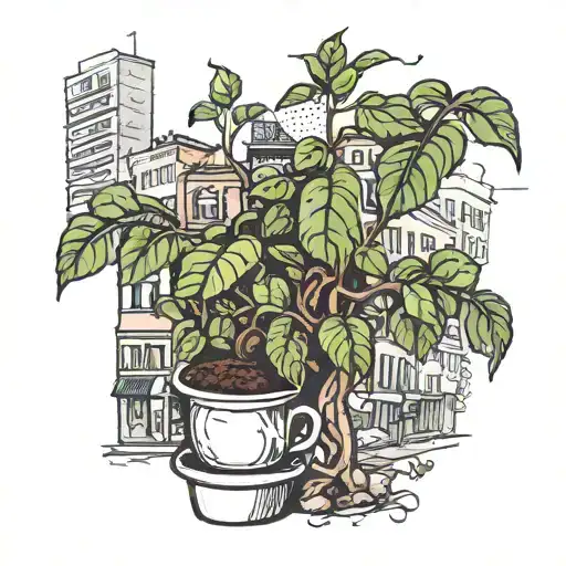 A Coffee Plant Growing In The Middle Of A Bustling City Street