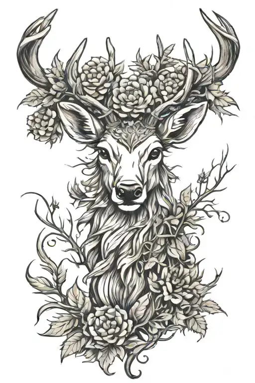 Deer With Thistle Thorn Bramble