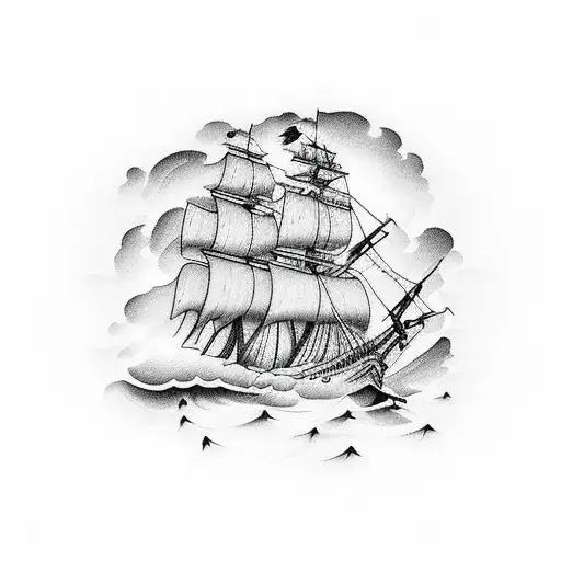 Pirate Ship In Stormy Seas