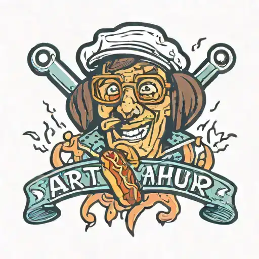 The Name Arthur Written Surrounded By Cartoon Hot Dogs