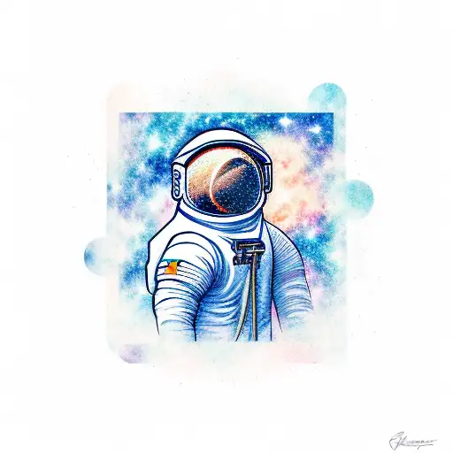 An Astronaut With The Galaxy In The Background