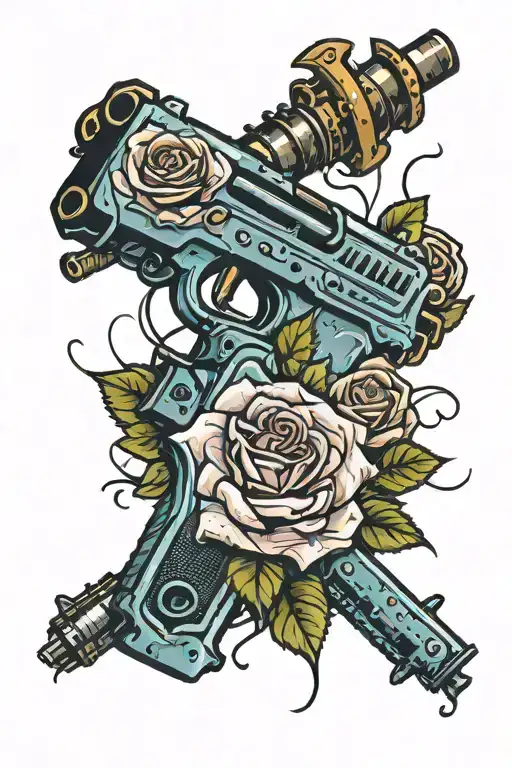 Roses And Uzi Gun