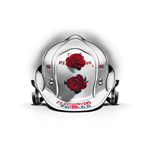 Firefighter Helmet And Roses