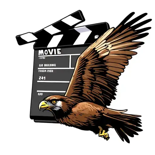 Red Tail Hawk In Flight Hplding A Movie Clap Board