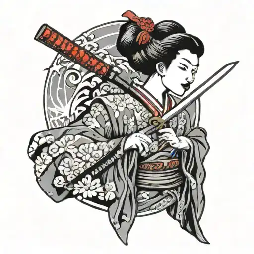 Geisha Holding A Katana