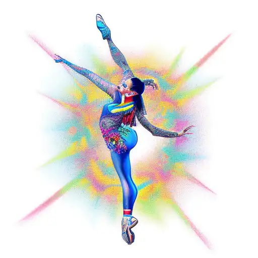 A Colorful Tattoo Of A Dancer Interpreting The Love For The Salsa Music