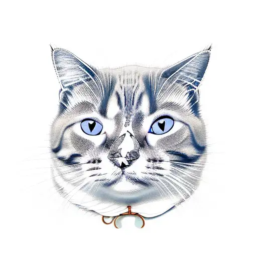 Cat Portrait With Flower Border