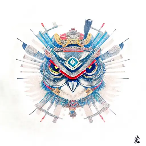 Samurai Owl Playing Shamiasen