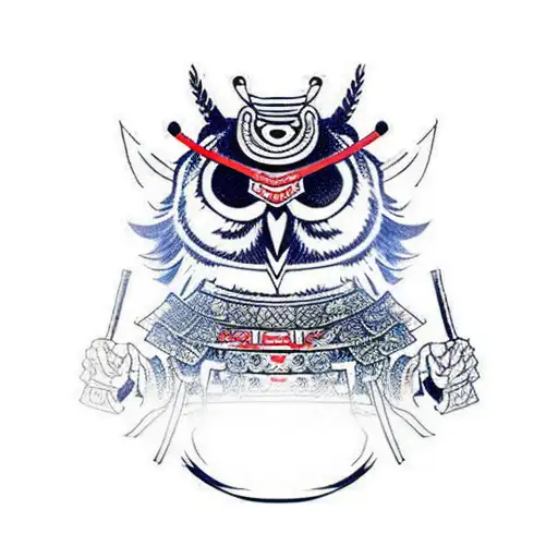 Samurai Owl Playing Shamiasen