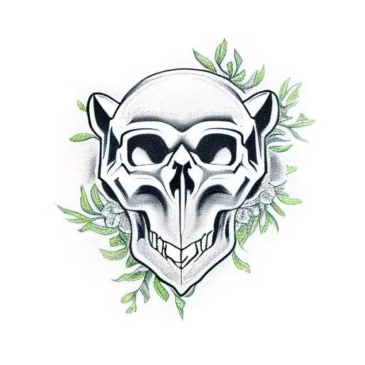 Wolfsbane Flowers With Wolf's Skull