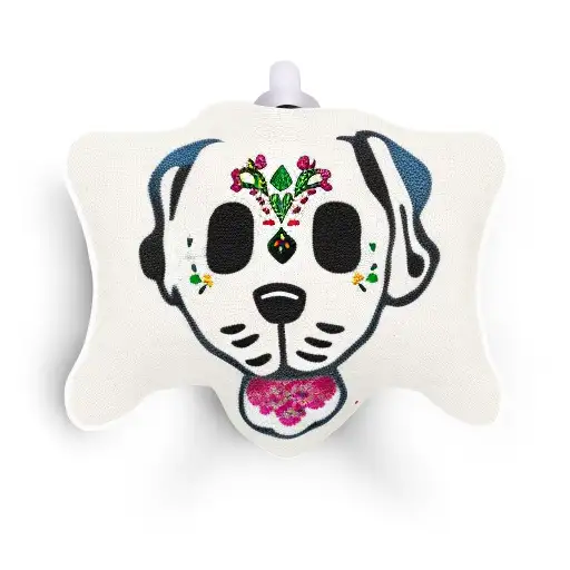 Day Of The Dead With Stuffed Dog Animal And Using Floral