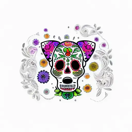 Day Of The Dead With Doodle Dog And Using Floral