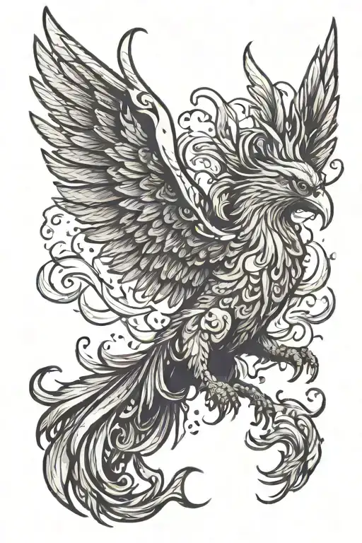 Egal Head Phoenix Body Flying Up And Holding