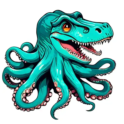 Octopus With A Dinosaur