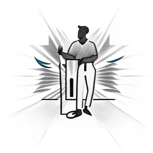 Minimalistic Silhouette Of A Dj Playing Music With Sun Rays Radiating From Behind