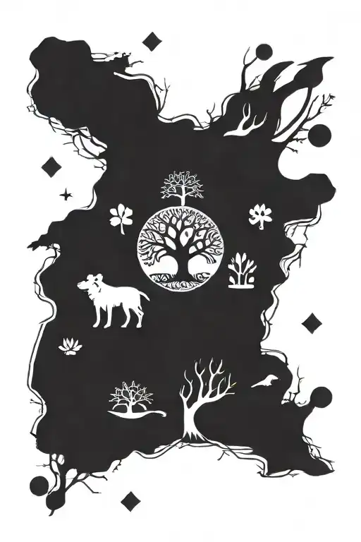 Tree Of Life With A Hedgehog At Bottom Of It With Dog Paw Prints