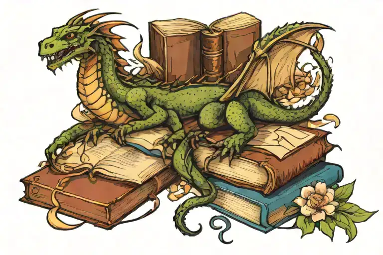 Books With A Dragon And Harry Potter And Hunger Games And Lilies