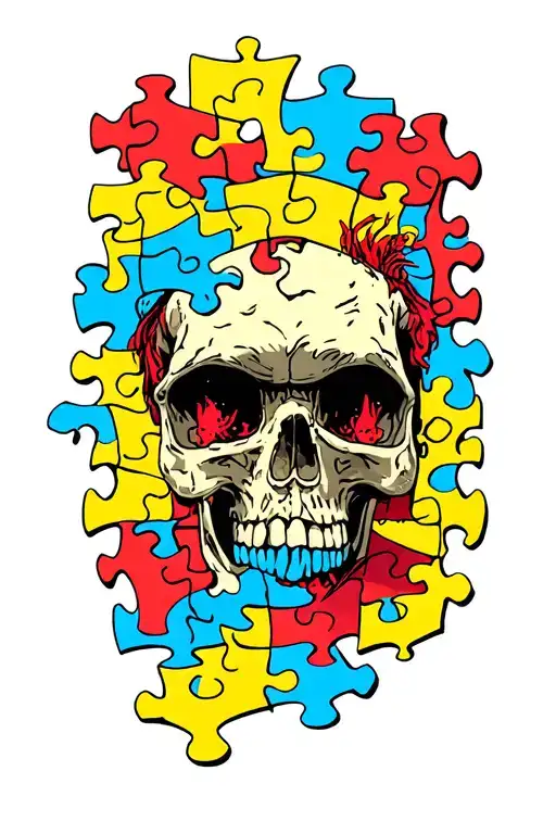 Puzzle Pieces With Background Scales And Colors