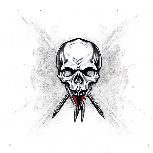 Skull With Sword In Mouth