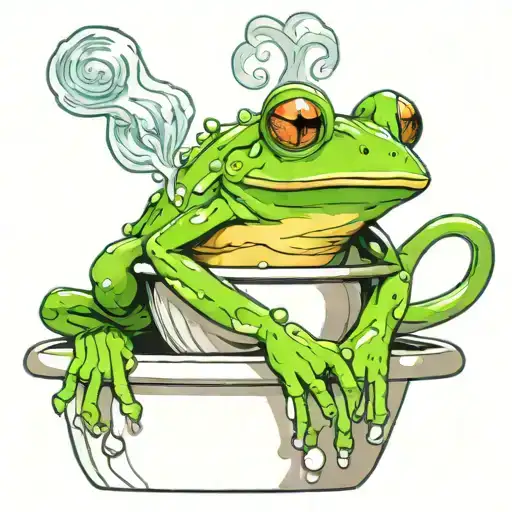 Tree Frog Perched On Rim Of Pot Of Boiling Water