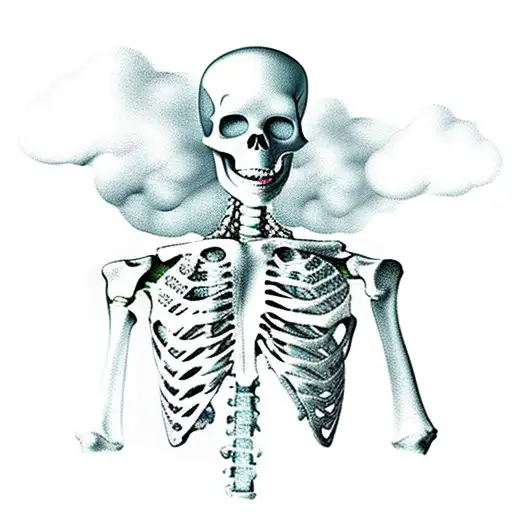 Skeleton Somoking With A Cloud Of Smoke Where The Lungs Should Be
