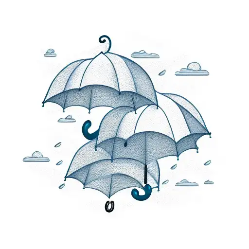 Umbrella With Cloud And Rain And Lightning