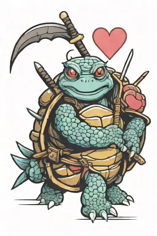 Samurai Turtle With A Heart In His Hand