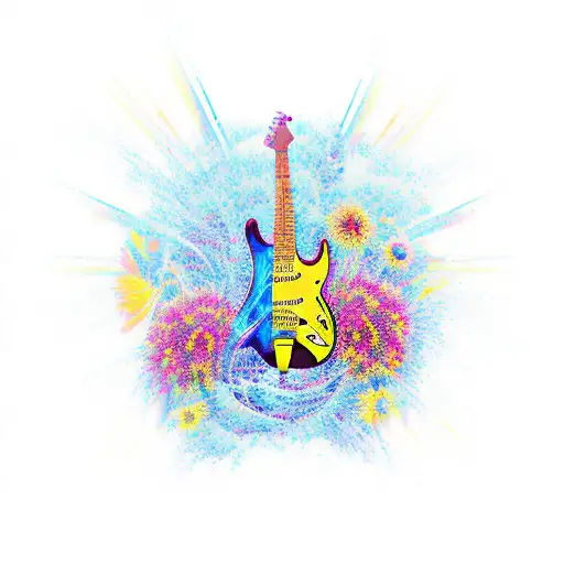 An Electric Guitar Surrounded By Vibrant Desert Flowers