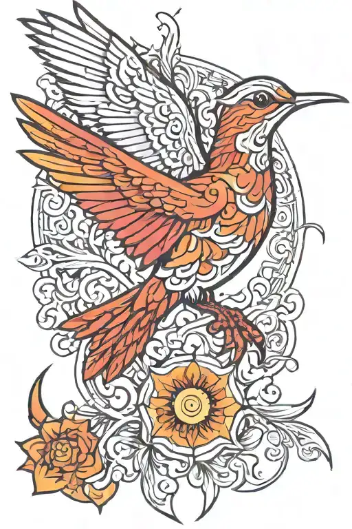 Hummingbird Phoenix Rising Sun