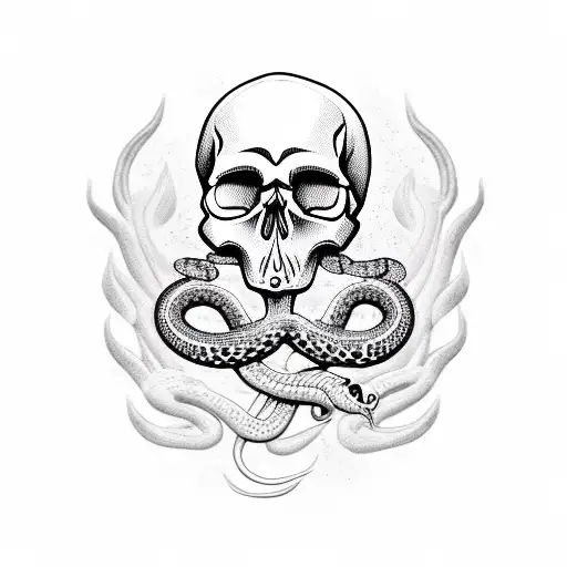 Skull With Snake