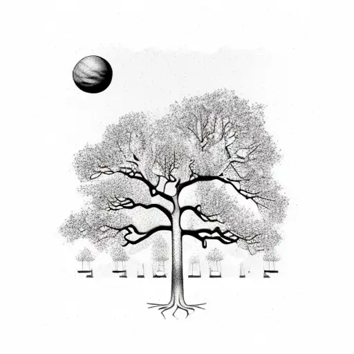 Rooted Plane Tree Under The Galaxy Stairs Around It