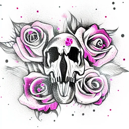 Tyrannosaurus Skull Wrapped In Roses And Sparkles