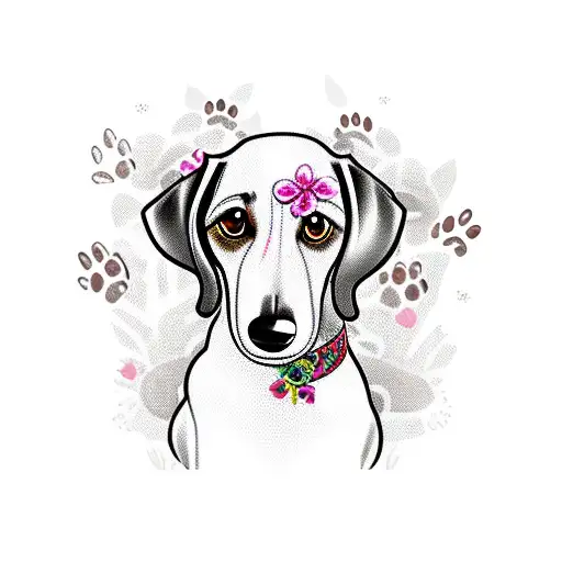 Dog Dachshund With Flowers