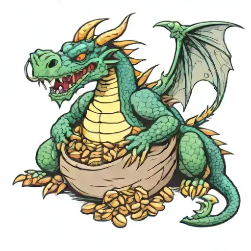 Dragon Sitting On Sack Of Nuts