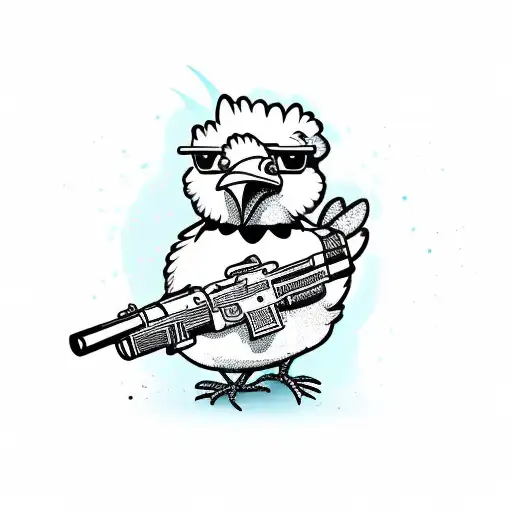 Cartoon Chicken With Gun