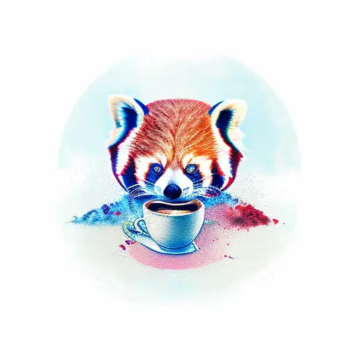 Red Panda With Coffee