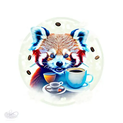 Red Panda With Coffee