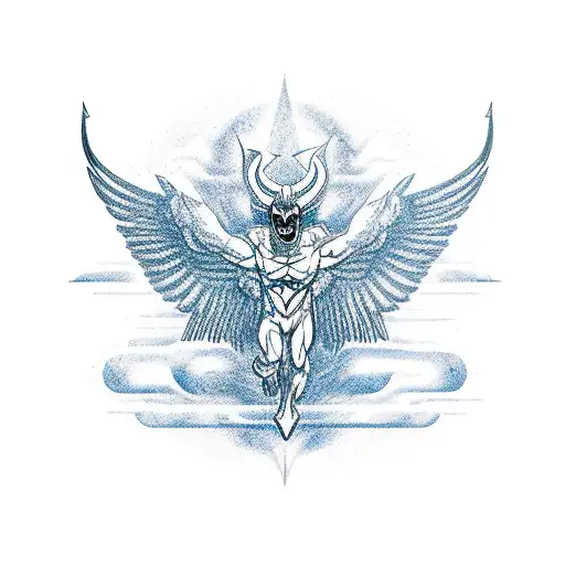 Vulture With Warrior Body Summoning Demon